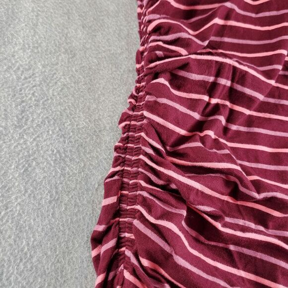 Gap Dress Womens Medium Red Striped Spaghetti Straps Side Ruched Sleeveless Tank - Picture 6 of 8